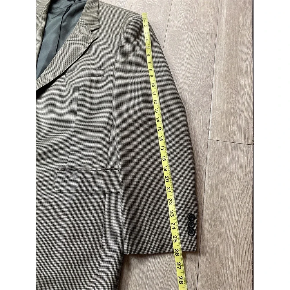 Brooks Brothers Mens‎ Houndstooth Blazer Jacket Size 46R Button Front Sport Coat